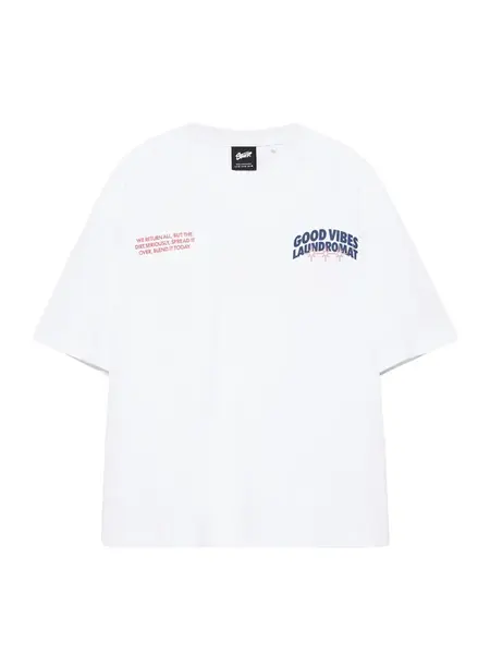 Pull&Bear Tričko 'COMMUNITY PLAYER'  modrá / červená / biela