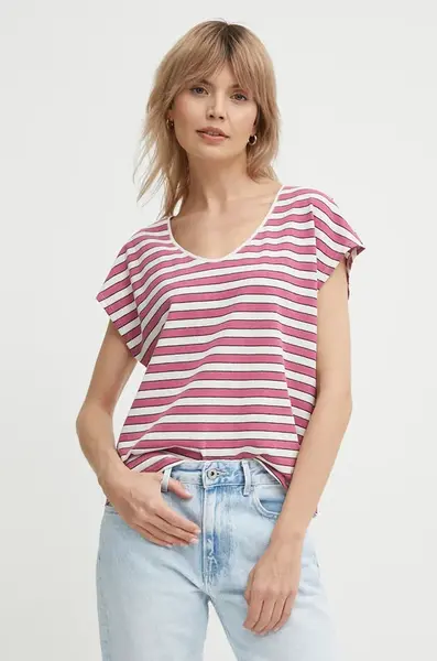 Pepe Jeans Tričko s příměsí lnu Pepe Jeans KHLOE