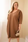 Kesi Plus Size Šaty s Kapsami Camel