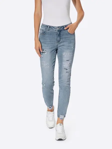 heine Džínsy  modrá denim / čierna / biela