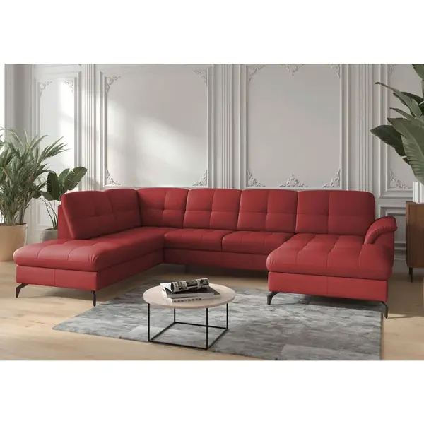 Sit & More SEDACÍ SOUPRAVA, textil, kůže, červená