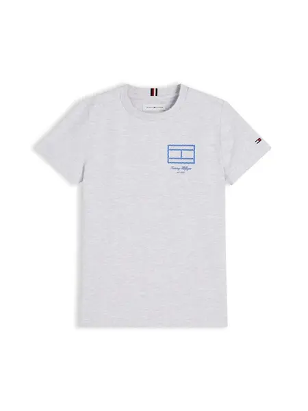 TOMMY HILFIGER Tričko 'Outline Flag Logo'  modrá / sivá melírovaná