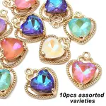 10Pcs Brass with K9 Glass Charms