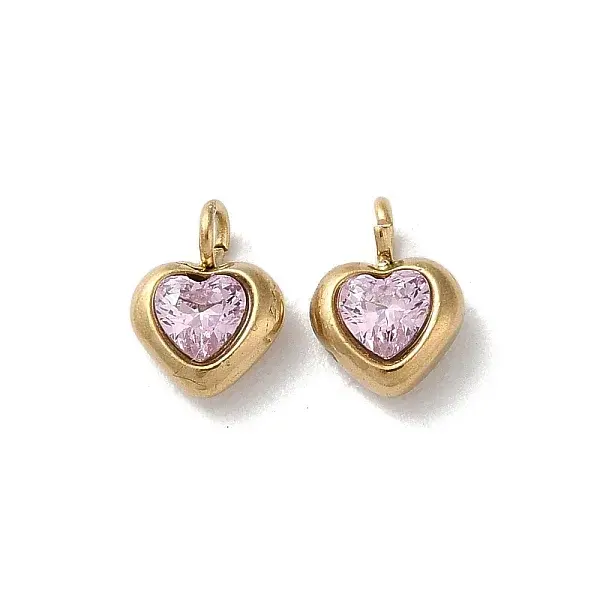 304 Stainless Steel Micro Pave Cubic Zirconia Pendants