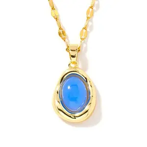 Elegant Oval Brass Pendant Necklaces