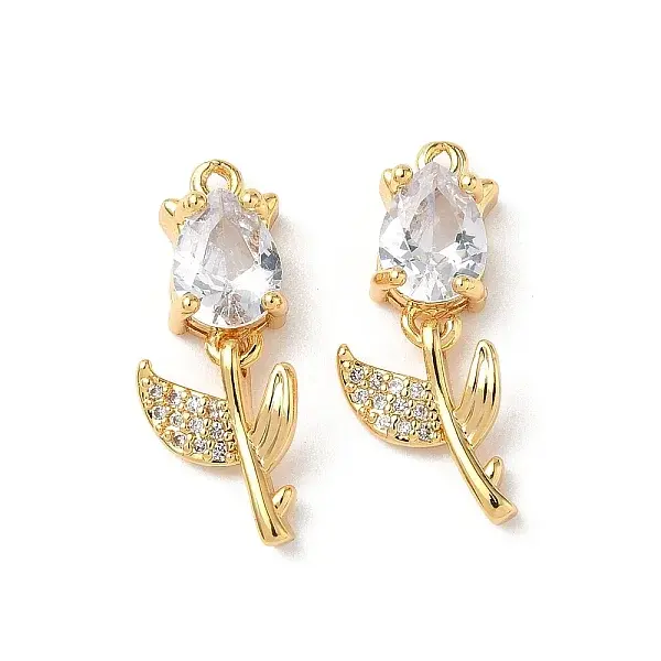 Brass Micro Pave Cubic Zirconia Pendants