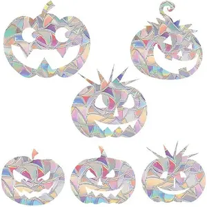 Holographic Pumpkin PVC Window Stickers