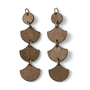 Flat Round & Fan Poplar Wood Big Pendants