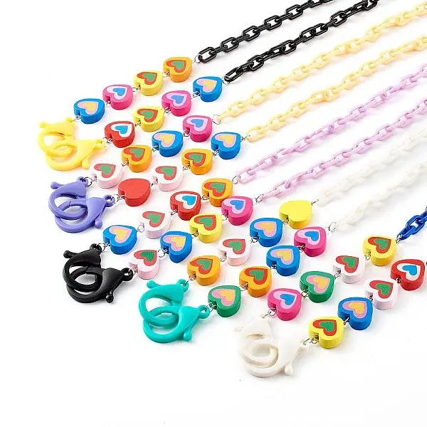 Heart Natural Dyed Wood Beaded Necklaces