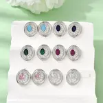 Brass Micro Pave Cubic Zirconia Stud Earrings