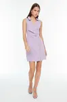 Trendyol Lilac Tkané tkané šaty s knoflíky