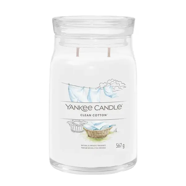 Yankee Candle Aromatická svíčka Signature sklo velké Clean Cotton 567 g
