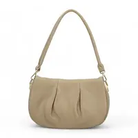 Dámská kožená kabelka na rameno krémová - Delami Francesca