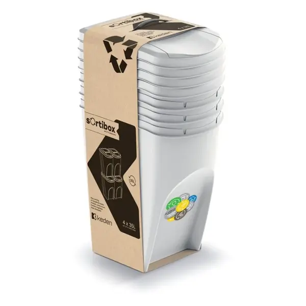 Prosperplast Odpadkový kôš SORTIBOX 4 x 35 l popolavý