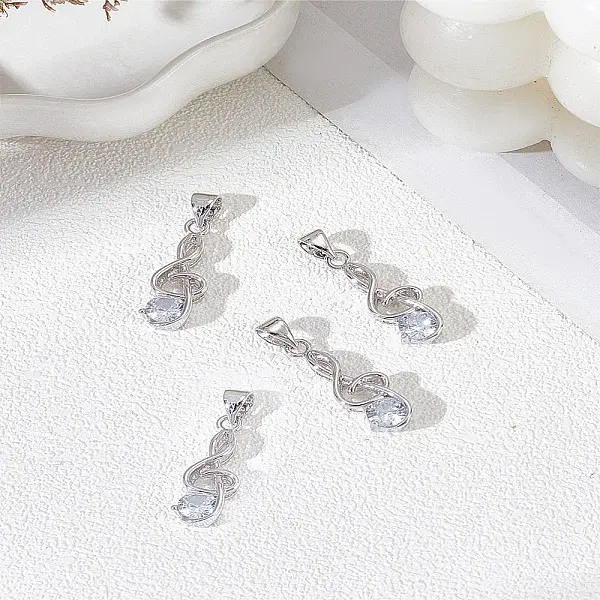 4Pcs Brass Micro Pave Cubic Zirconia Pendants