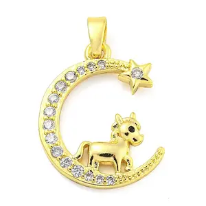 Brass Micro Pave Clear Cubic Zirconia Pendants