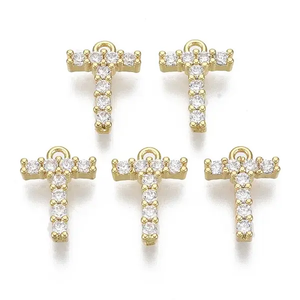 Brass Micro Pave Cubic Zirconia Charms