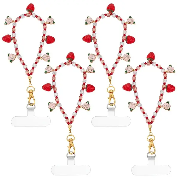 4Pcs Glass & Acrylic Mobile Straps