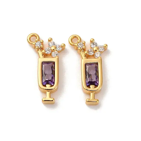 Brass Micro Pave Cubic Zirconia Pendants