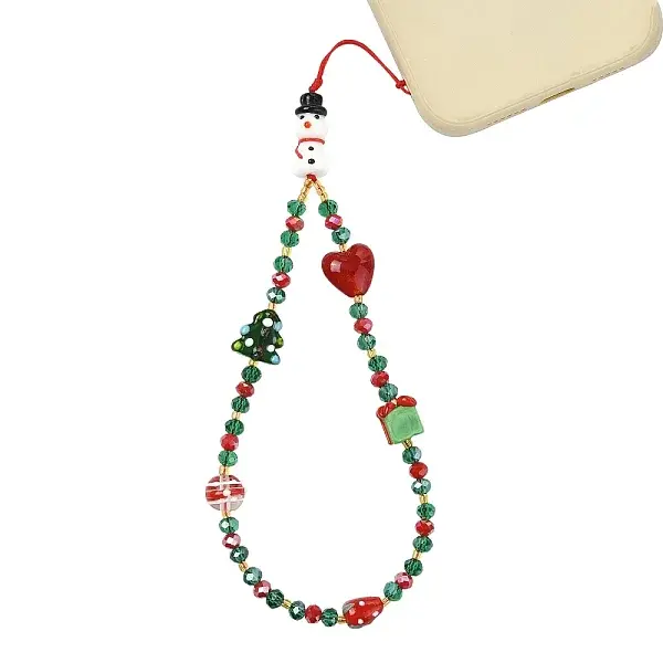 Lampwork & Glass Christmas Phone Lanyard Wrist Strap
