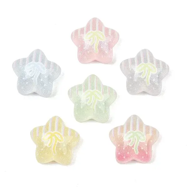 Printed Transparent Resin & Glitter Powder Cabochons