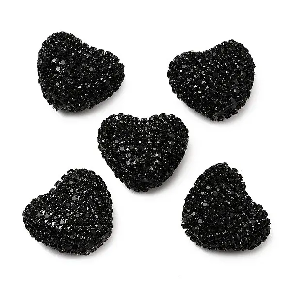 Sparkling Acrylic Heart Beads with Rhinestone Embellishment