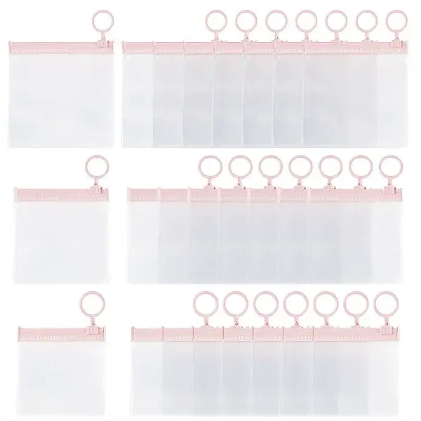 24Pcs 3 Styles Transparent EVA Resealable Bags with Rings