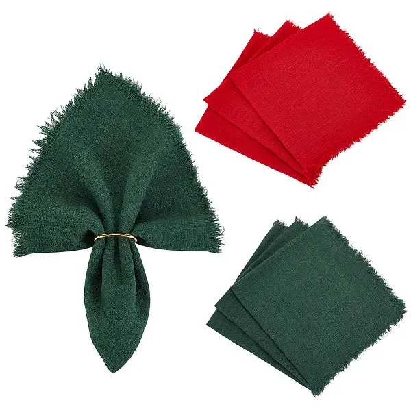 6Pcs 2 Colors Square Cotton Table Runner