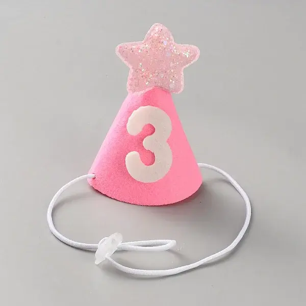 Number 3 Non-woven Fabrics Glitter Powder Pet Birthday Hats