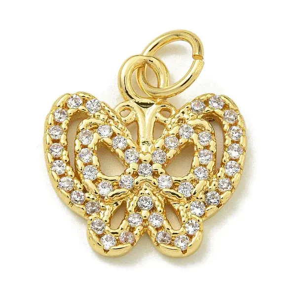 Rack Plating Brass Micro Pave Cubic Zirconia Charms