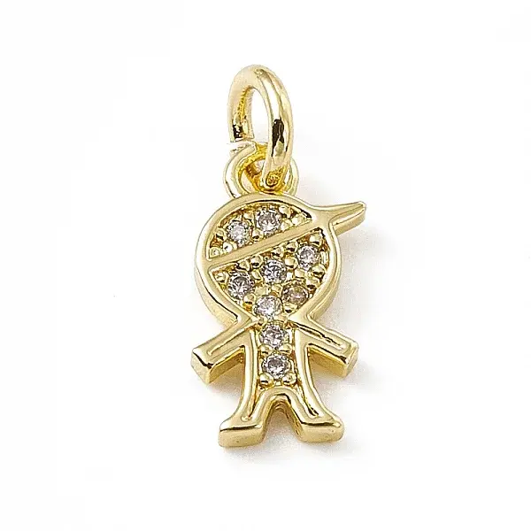 Brass Micro Pave Clear Cubic Zirconia Boy Charms