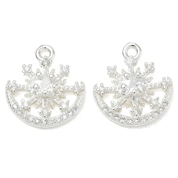 Brass Micro Pave Clear Cubic Zirconia Charms
