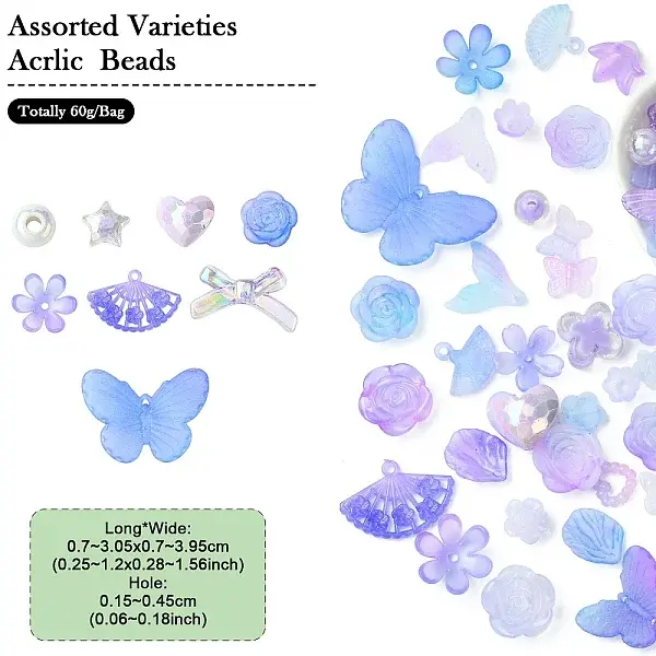60Pcs Acrylic Beads