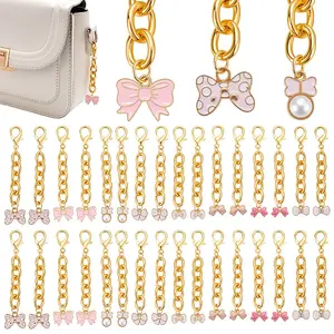 32Pcs 8 Style Alloy Enamel Bowknot Pendant Decorations