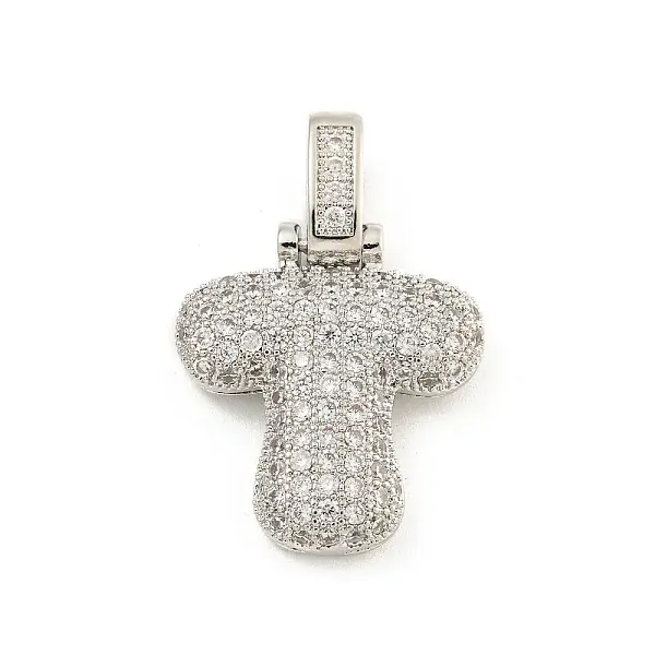 Brass Micro Pave Clear Cubic Zirconia Pendants