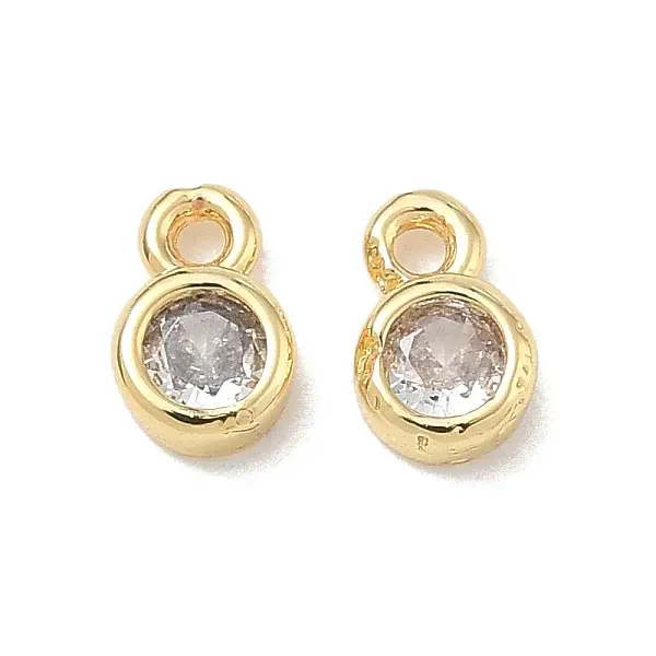 Brass Micro Pave Clear Cubic Zirconia Charms