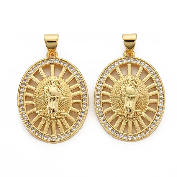 Brass Micro Pave Cubic Zirconia Pendants