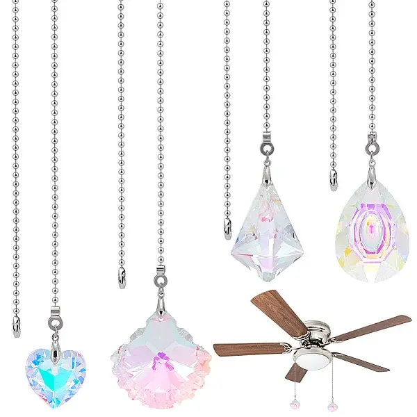 4Pcs Glass Charms Ceiling Fan Pull Chain Extenders
