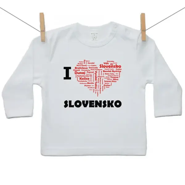 Boodyy Tričko s dlhým rukávom I love Slovensko 116 (5-6 rokov)