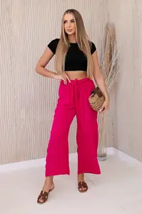 Fuchsia-coloured wide-waisted trousers