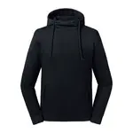 Black Unisex Sweatshirt Pure Organic High Collar Hooded Sweat Russell