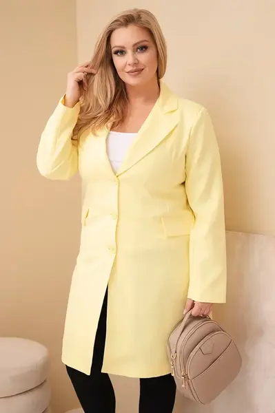 Žlutý plus size kabát s límcem