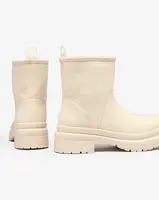 Resti Beige matte women's boots with thicker sole Holeopi