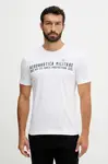 Bavlněné tričko Aeronautica Militare pánské, bílá barva, s potiskem, TS1942UJ00538