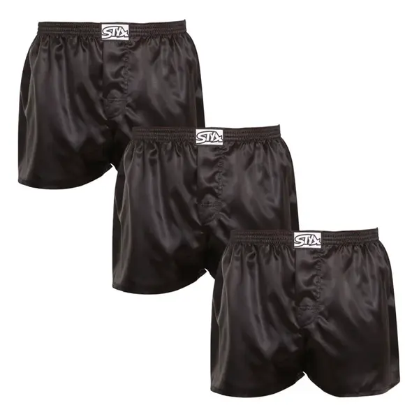 Styx 3PACK pánské trenky klasická guma saténové černé (3C0960) XXL