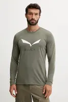 Sportovní tričko s dlouhým rukávem Salewa Solidlogo zelená barva, s potiskem
