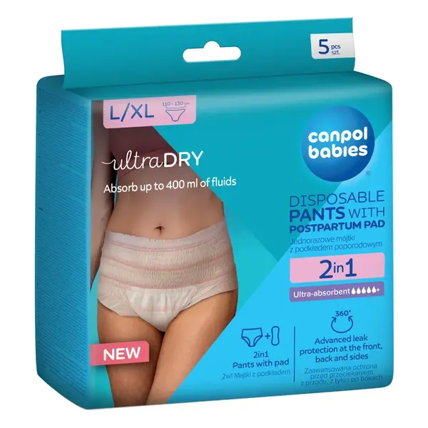 CANPOL BABIES Jednorázové poporodní kalhotky s vložkou 2v1 L/XL 5 ks