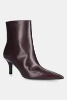 Kožené kotníkové boty Patrizia Pepe dámské, fialová barva, na podpatku, 8Y0130 L166 M536