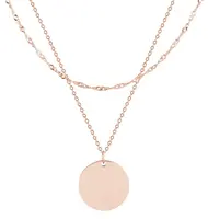 Troli Pozlacený dvojitý náhrdelník z oceli s kruhovým přívěskem