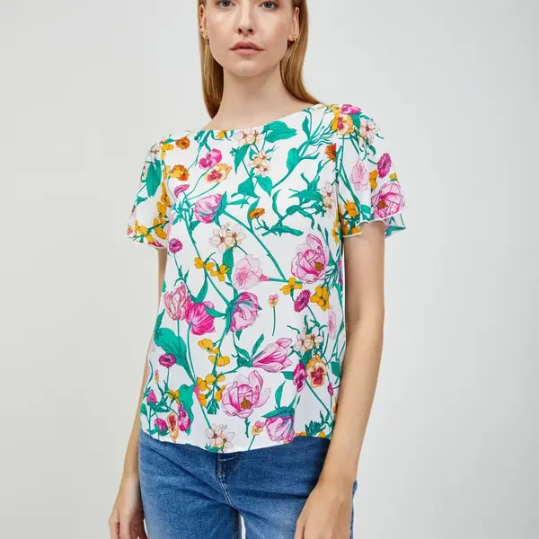 Zeleno-bílá květovaná halenka se zavazováním na zádech ORSAY - Dámské